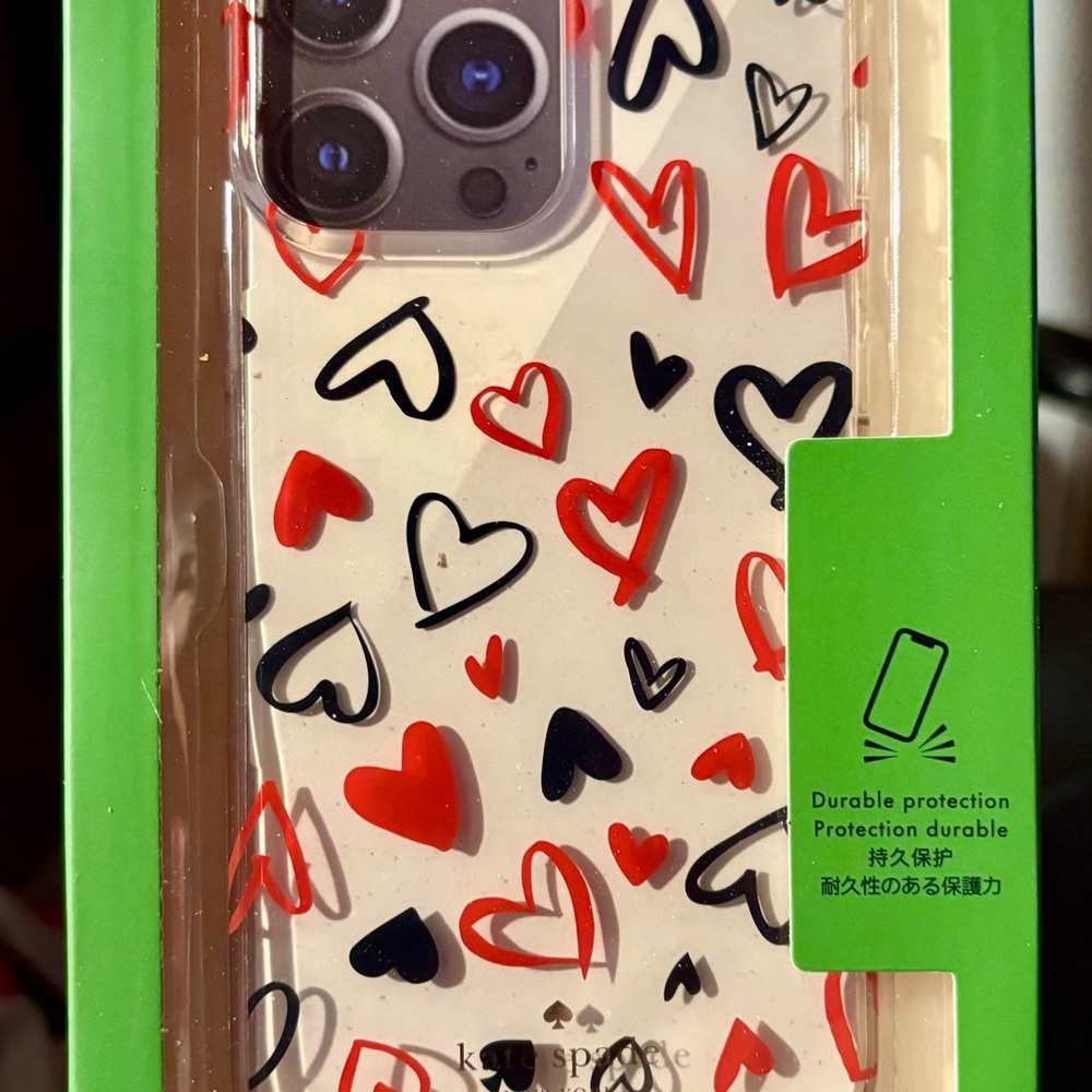 Kate Spade Heart Pattern Phone Case - Red, Black, White